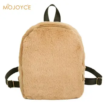 

Women Soft Faux Fur Plush Backpack Shoulder Bag Fluffy School Bag Women Autumn Winter Fashion Schoolbag Zip Shoulder Bag