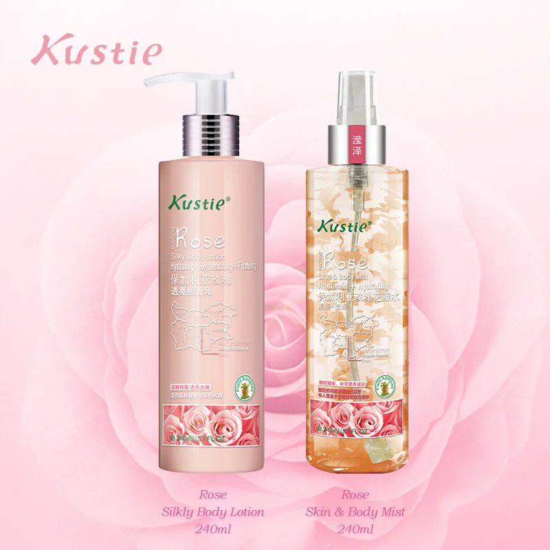 

Kustie Skin Care Sets Rose Body Spray 240ml+ Rose Body Lotion 240ml Natural Deep Cleansing Moisturizing Whitening Body Care