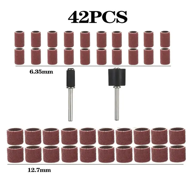 Lot De 20 Ponceuses à Tambour Avec étui Comprenant 4 Tambours En Caoutchouc Et 16 Manchons De Bande De Ponçage Pour Perceuse à Colonne | Leroy Merlin