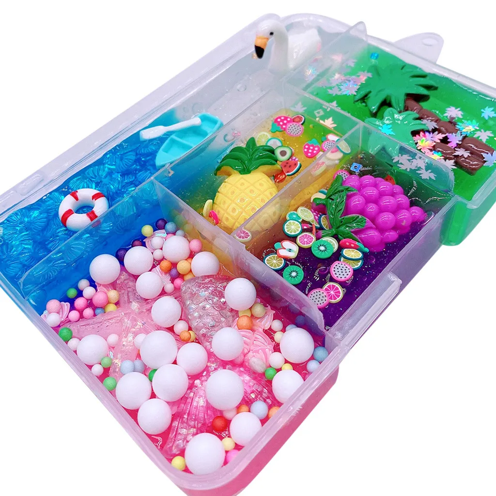 200ml Sea World Cloud Slime Charms Soft Light Sand Beads Sea Shell Beach Slime Clay Toy Polymer Antistress Mud Magic Plasticine
