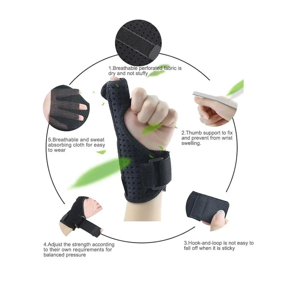 Lightweight and Breathable Wrist Hand Support Protector Thumb Wrist Stabilizer Splint for Pain Relief Removable Adjustable Wrist