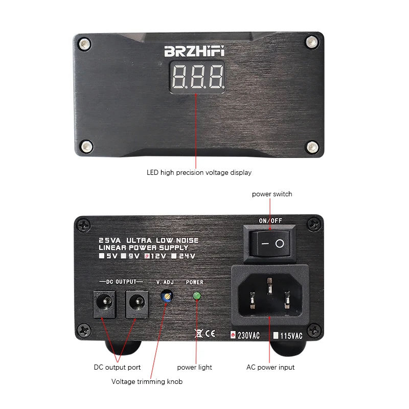 Dupla de Baixo Nível de Ruído Fonte de Alimentação Brzhifi Super Saída dc Linear Regulada 5v 9v 12v 24v Etc 3.5a 25w - Image 3