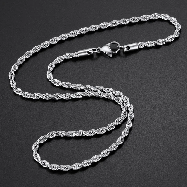 Jiayiqi 2mm-7mm Rope Chain Necklace Stainless Steel Never Fade