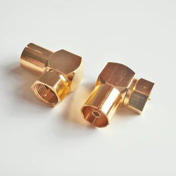 

F To IEC DVB-T TV PAL Connector Socket F Male to IEC Female Plug 90 Degree Right Angle GOLD Plated Brass Coaxial RF Adapters