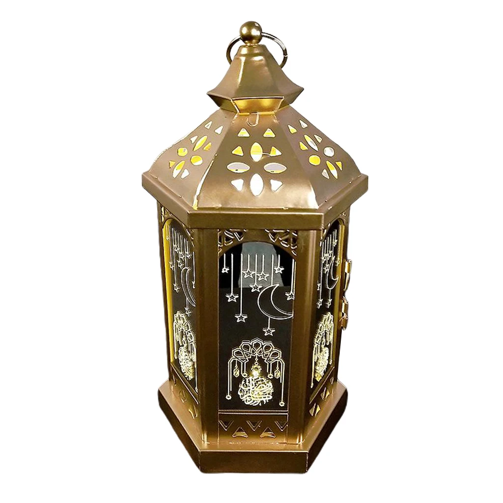 Metal LED Lights Lantern Eid Mubarak Ramadan Lighting Decor Lamp for Home Islamic Muslim Party