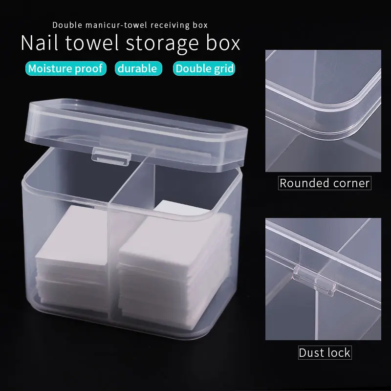 2 сетки прозрачный пластиковый ящик для хранения полотенец для ногтей Многофункциональный ватный тампон маникюрно-полотенце приемная коробка инструменты для дизайна ногтей