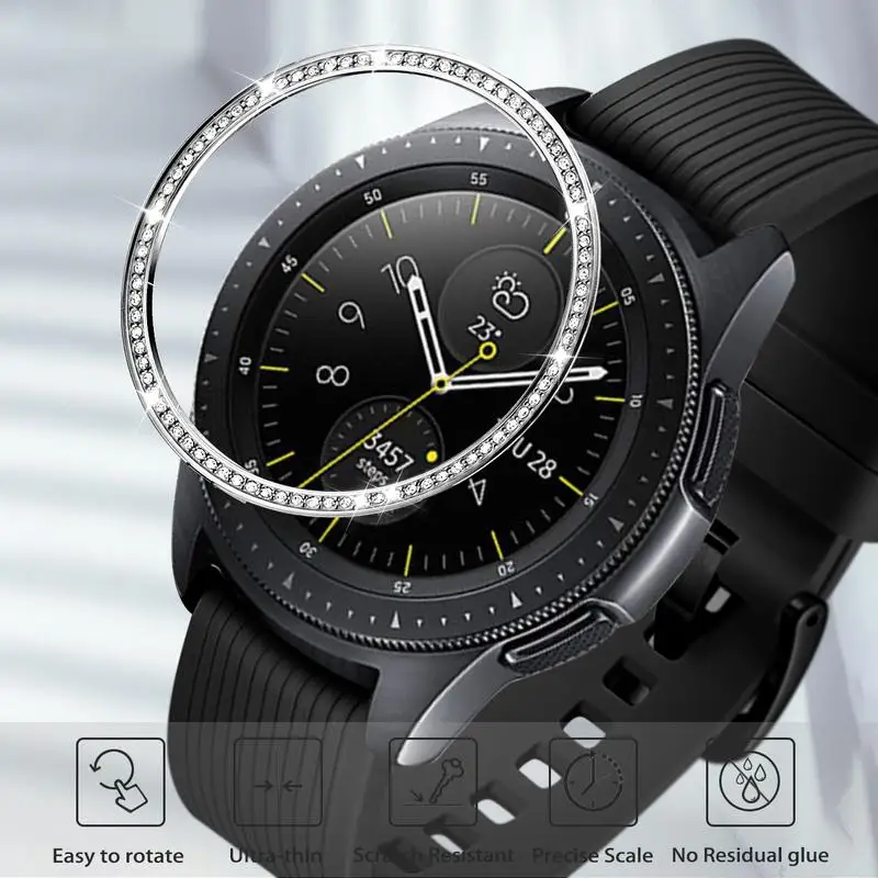 Silver Ободок из нержавеющей стали кольцо+ бриллиант для samsung Galaxy Watch 42 мм/gear Sport/gear S2 классический защитный чехол клейкий чехол - Цвет ремешка: Silver