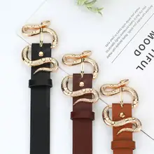 

Shinny Snake Buckle Belts For Women Retro Belt Luxury Pu Leather Gothic Casual Fashion Belt Ladies Jeans Waistba W3o8