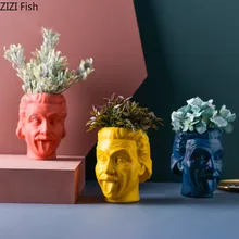 Главная ваза Nordic Эйнштейна смолы портрет цветочный горшок для суккулентных растений офисная настольная подставка для ручек, для хранения бак аксессуары для украшения дома