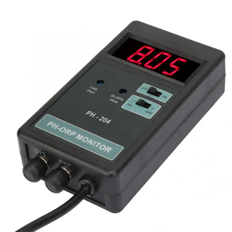 Eu Plug,Ow-204 Digital Orp Temperature Control Monitor Meter Ph Monitor Meter 100-240V