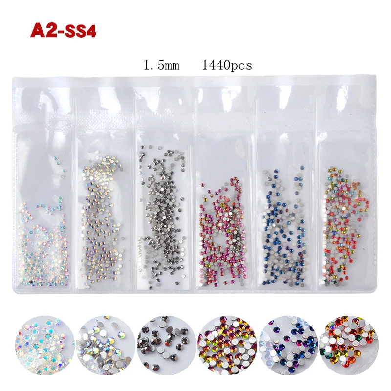 1 упаковка SS3-SS20 горный хрусталь кристалл Ab 3D дизайн ногтей драгоценные камни прозрачный с плоским основанием, не патч алмаз - Цвет: A2-SS4  1440pcs