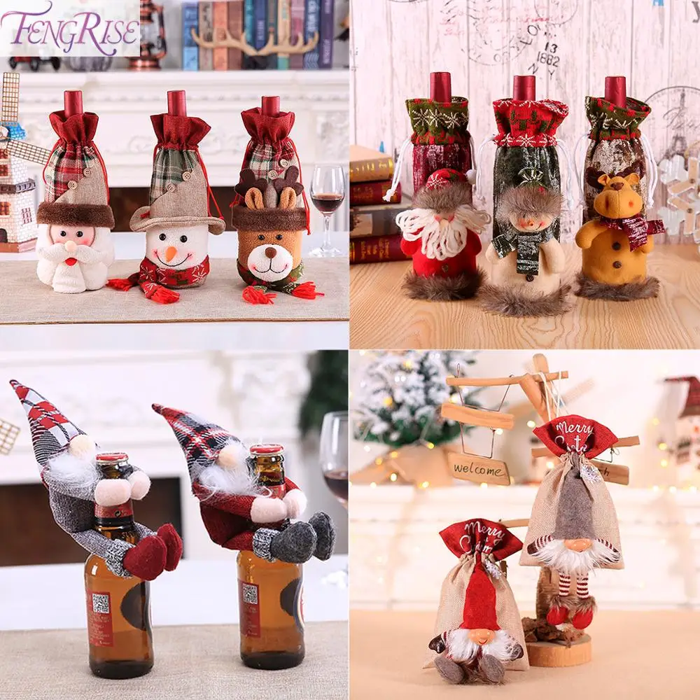 

FENGRISE Christmas Wine Bottle Cover Christmas Decoration For Home 2019 Christmas Ornaments Cristmas Decor Happy New Year 2020