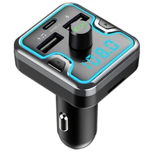 Bluetooth fm-передатчик для автомобиля, беспроводной fm-передатчик радио приемник адаптер автомобильный комплект, с двумя USB и тип-c зарядным портом, музыка