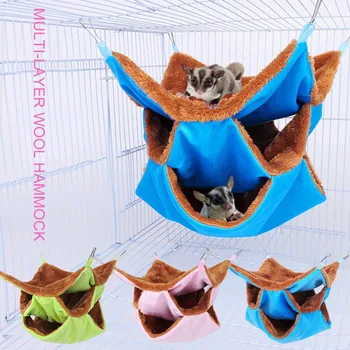 

Large Warm Hamster Hammock Small Animals Squirrel Hanging House Cotton Hammock Beds Nest Three-layer Rat Squirrel Bed Cages