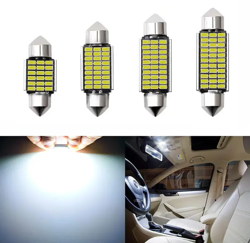 2/6PCS Car LED Bulb Canbus C10W C5W LED Festoon 31mm 36mm 39mm 41mm No error 12V 6000K White Auto Interior Dome Reading Light - Image 2