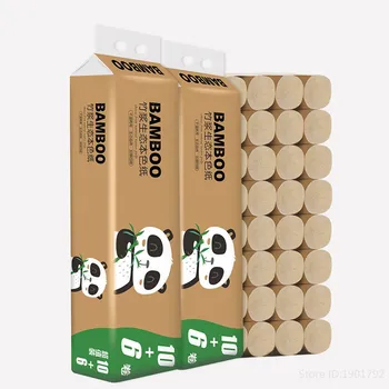 

16 Rolls Bamboo Toilet Paper Bulk Bath Tissue Virgin Wood Pulp Color Soft 4 Ply Thickened High Quality Bathroom Rolling Paper