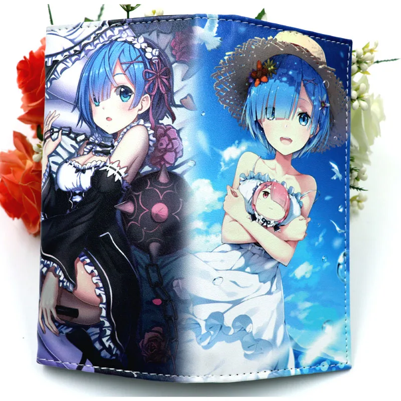 1 Аниме Re: Zero kara Hajimeru Isekai Seikatsu PU кожаный бумажник Rem и Ram держатель карты кошелек - Цвет: 1