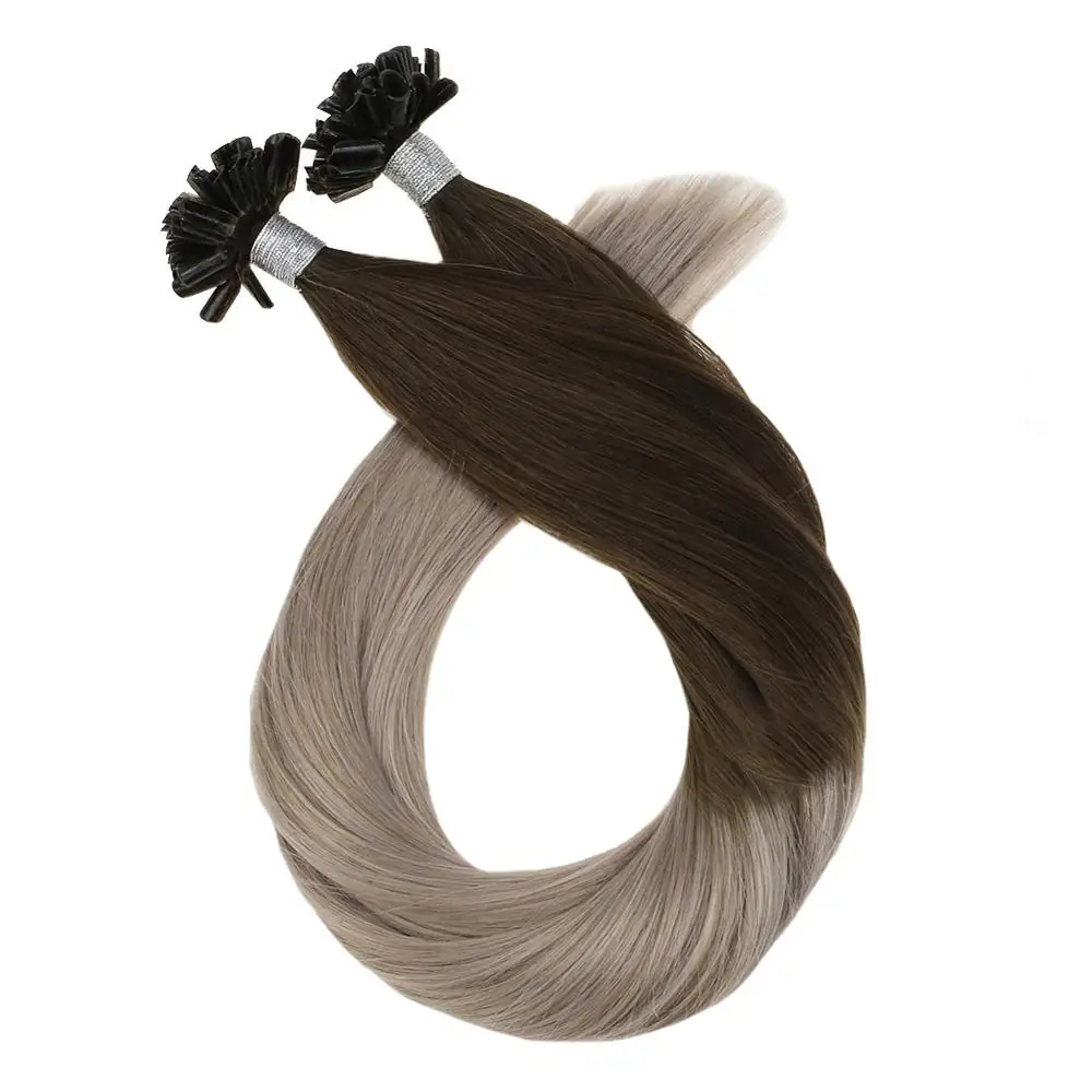 

Moresoo Fusion Nail U-tip Hair Extensions Human Hair Ombre Color Real Remy Pre-bonded Extensions Keratin Brazilian Hair 1g/s 50G