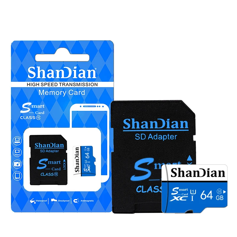 ShanDian Micro SD карта памяти класс 10 32 Гб 64 ГБ 16 8 TF Ручка Microsd накопитель флэш память