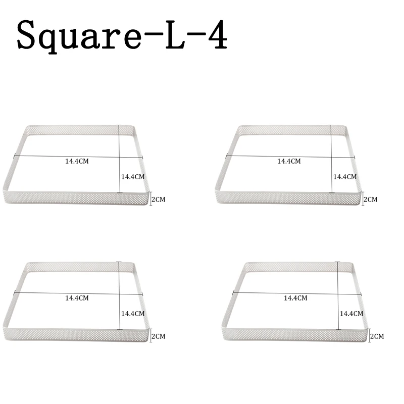 Квадратное кольцо для пирога из нержавеющей стали, форма для пирога, сделай сам, французский фруктовый крем, формочка для десерта, пиццы, сыра, мусса, форма для пирога, инструменты для выпечки - Color: Square-L-4