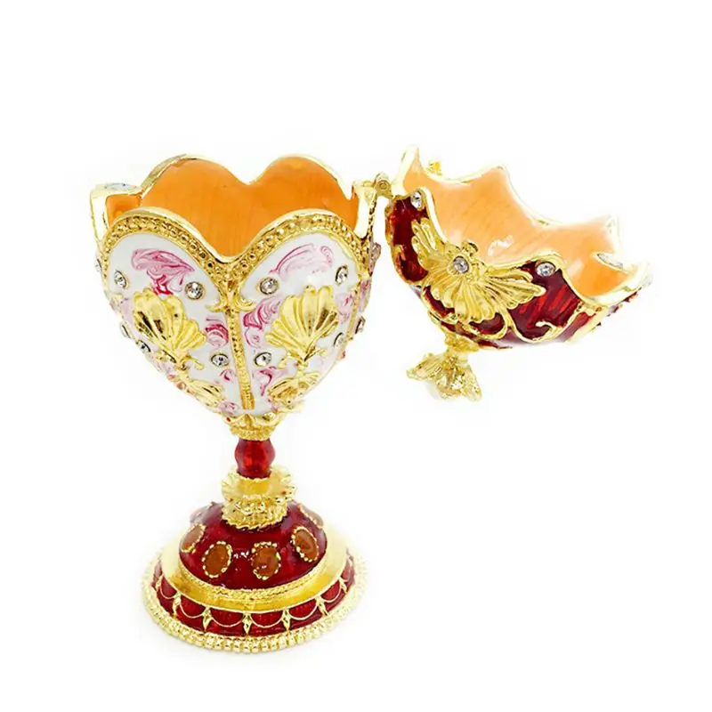 Красное золото Faberge-яйцо ручная роспись ювелирные изделия безделушка коробка