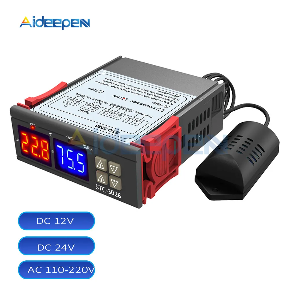 STC-3028 интеллектуальный цифровой дисплей контроллер температуры и влажности дисплей термометр гигрометр для холодильника домашней промышленности