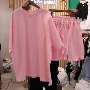 

2020 Summer Two Piece Set Women New Style Fashion Casual Elastic Shorts Suit Tracksuit Outfits