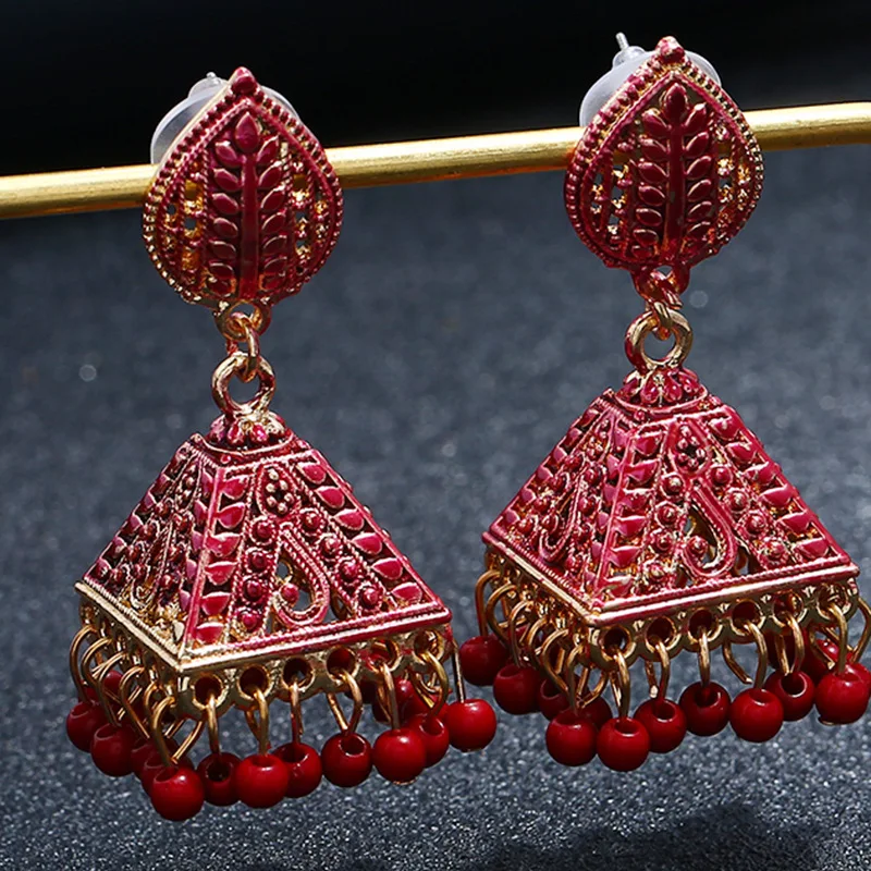 Мексиканские женские Золотые сережки jhumka индийские этнические Драгоценности Пакистан хиппи племя Бохо колокольчики кисточкой Висячие серьги Свадебные Bijoux