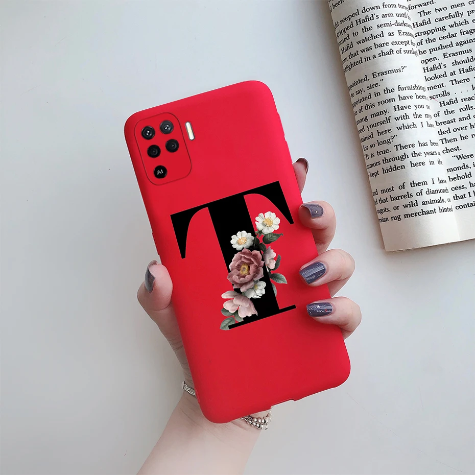 cases for oppo phones For Oppo Reno 5 Lite Case Letters Monogram ABC Flower Soft Silicone Back Cover For Oppo Reno5 Z Reno 5 F Z Lite 5F 5Z 5Lite Case oppo phone back cover
