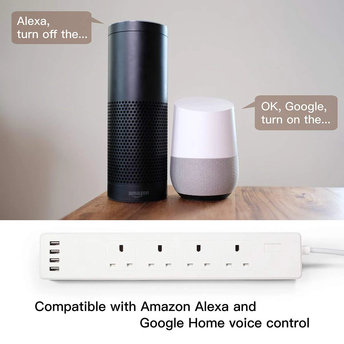 WiFi Smart power Strip стабилизатор напряжения штепсельная розетка стандарта Великобритании с USB Homekit 6ft удлинитель для Alexa Echo Google Assistant, IFTTT