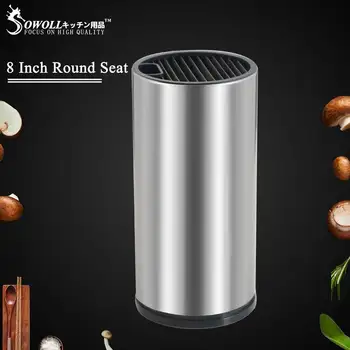 

Sowoll 8 inch Steel Kitchen Knives Holder Stand Large Capacity Knife Block Stand Holder Kitchen Tool Cooking Accessories Storage