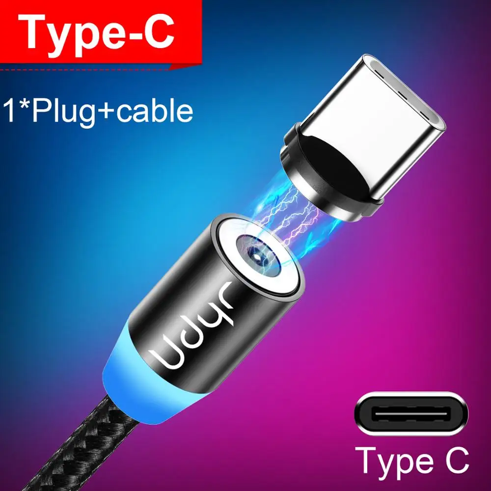 Магнитный кабель Udyr для быстрой зарядки, кабель Micro usb type-C для iphone, samsung, Xiaomi, магнитное зарядное устройство, кабель USB для мобильного телефона - Цвет: Black For Type C