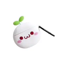 Cute Cartoon Grass Pattern Soft Silicone Protective Case Skin Protector with Carabiner for Airpods 1/2 Charging Box Accessories