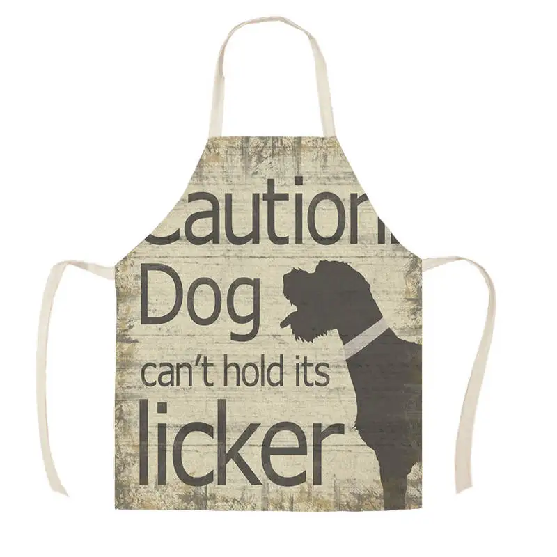 1Pcs Kitchen Apron DOG Letters Home Dog Printed Linen Aprons for Men Women Home Cleaning Tools WQ016