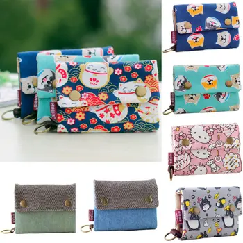 

Faroot Women's Short Small Wallet Lady Canvas Folding Coin Card Holder Money Purse Lady Creative Print Purses