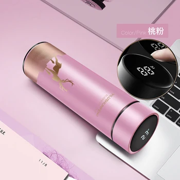 

500ML Thermos Vacuum Flasks Temperature Display Hot Water Bottle Travel Coffee Mug Tea Milk Mug Thermo Cup 304 Stainless Steel