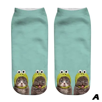 

2020 New Socks Women Simple Cute Cartoon Animals Print Cotton Stretchable Funny Ankle Socks Cat Printed Casual Short Socks Women