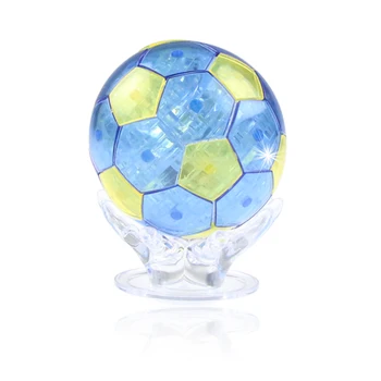 

77Pcs 3D Puzzle Football Jigsaw DIY Assembly Soccer Crystal Model Toy Crystal Brain Teaser Decoration - Blue