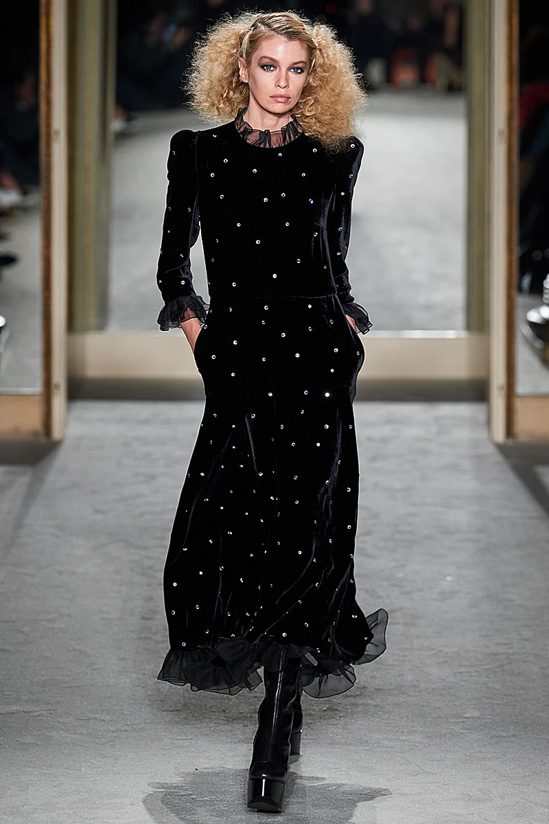 Diamonds Long Dress Runway High Quality Autumn