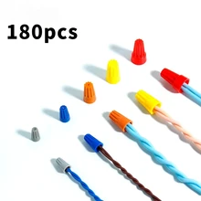 100/180pcs 5 Color Electrical Wire Connectors Screw Terminal Insert Nut Spring Terminals Rotating Wire Connection Insert