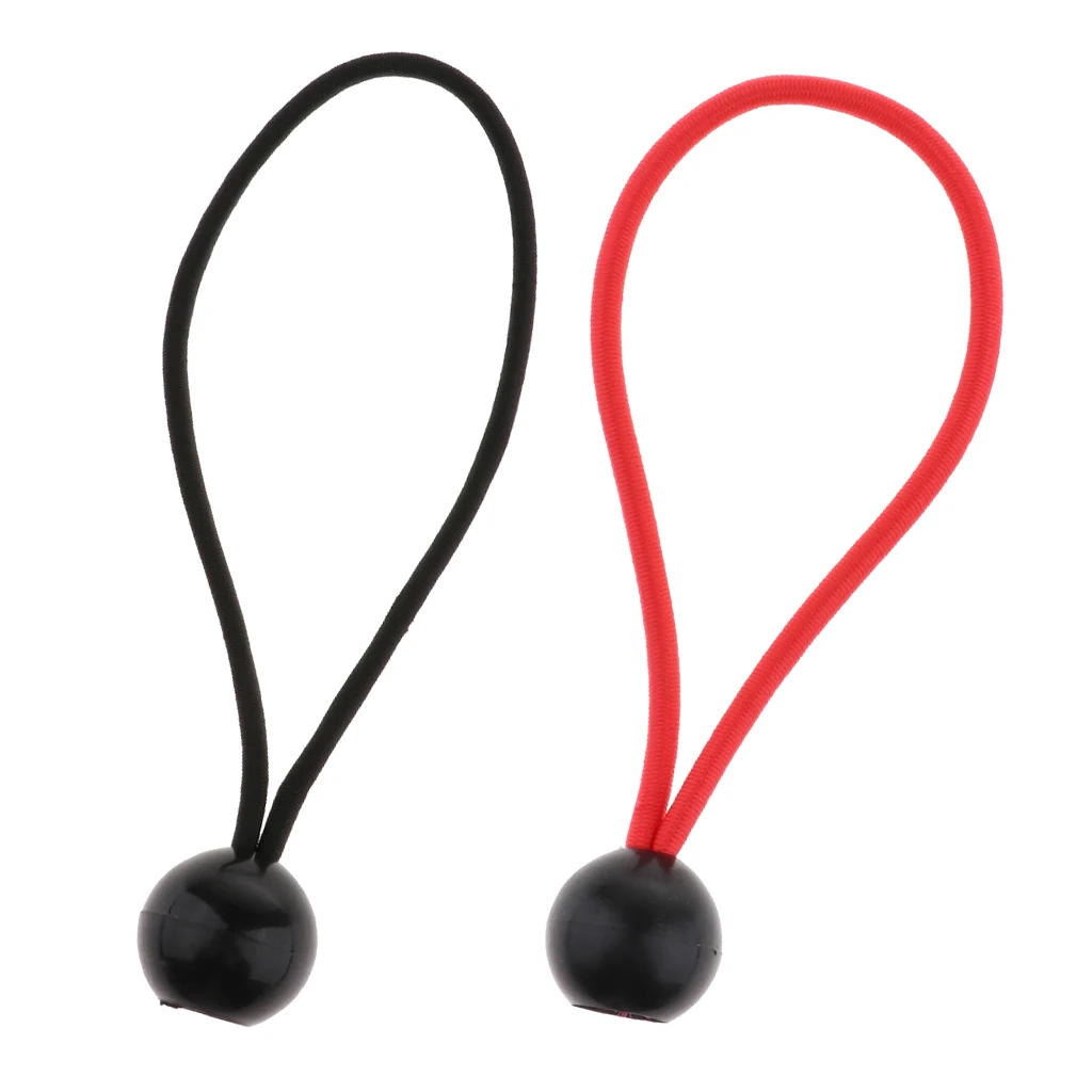 2 Pieces 5.5 inch Heavy Duty Ball Bungee Canopy Tarp Tie Down Cord Photography Ball Head Fixed Accessory, Black+Red