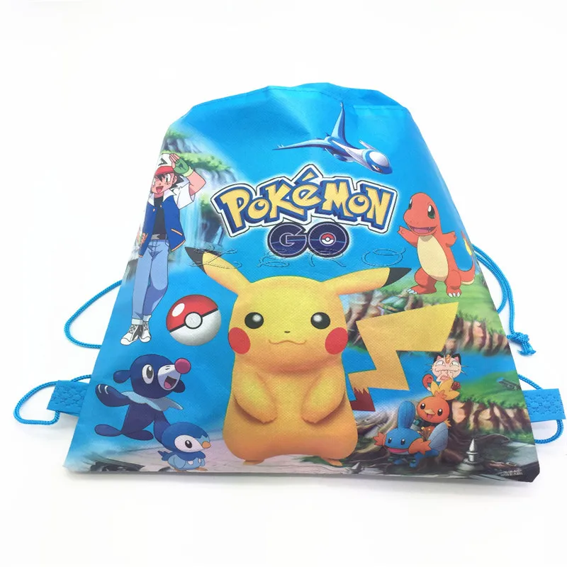 

three style Children Pokemon Pikachu theme drawstring bags travel storage package cartoon school backpack 1pcs
