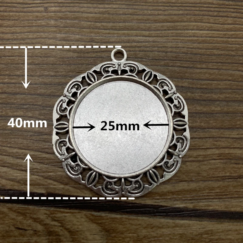 

2pcs 25mm Glass Cabochon Alloy Material Cameo Base Setting Jewelry Findings Pendant Bracelet Jewelry Making #2324