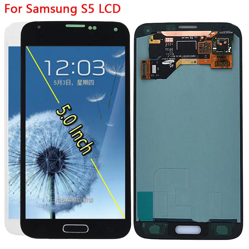 

SUPER AMOLED LCD For Samsung Galaxy S5 I9600 G900 G900A G900F LCD Display Touch Screen With Home Button SM-G900H Repair parts