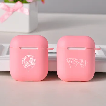 

TPU Earphone Case For Apple Airpods Case Cute World Map Trip PINK Luxury Wireless Bluetooth Earphone Case For Airpods Cover