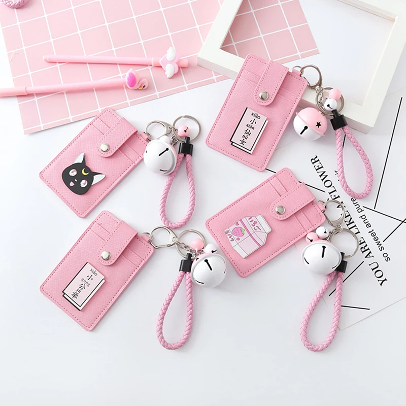 

Pink Lovely Girl Letter Bell Hanging Rope, Id Card Cover Id Card Protection