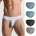 Ice Silk Men Underwear Seamless Nylon Briefs Mid Waist Ultra-thin Gay Sexy Underwear Pouch One Piece Calzoncillos mens underwear