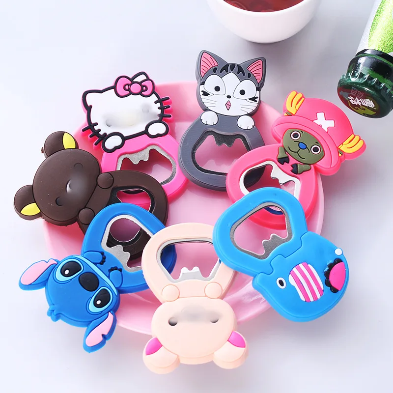 

Cute Cartoon multifunction silicone Stainless Steel bottle Cat opener beer fridge openers kitchen tools