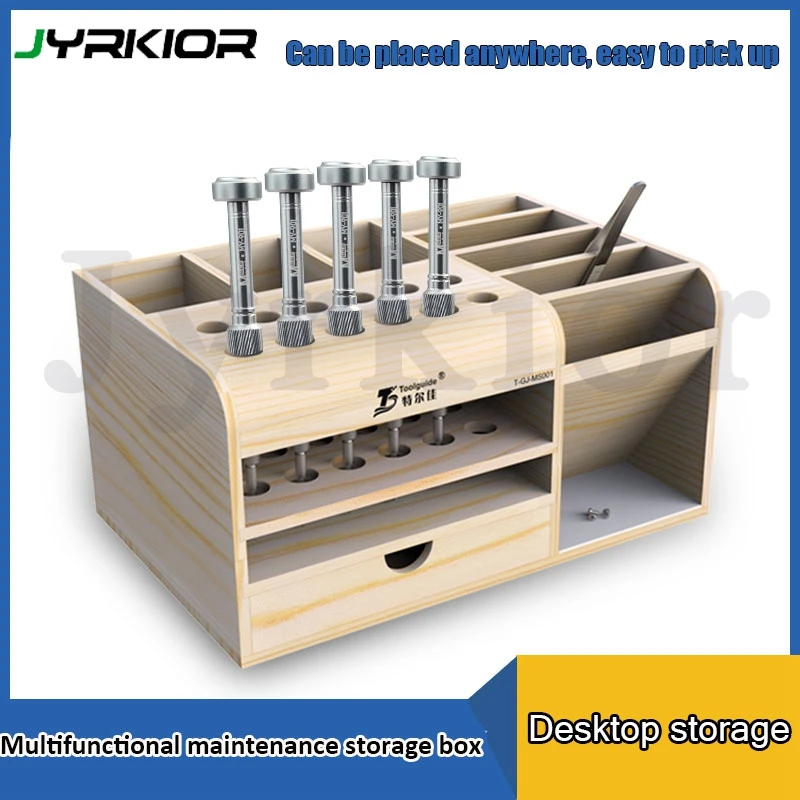 

Woody Multi-Function Storage Box For Mobile Phone Repair Tools Holder Screwdriver/Tweezer Pliers Stand Rack Wood Container