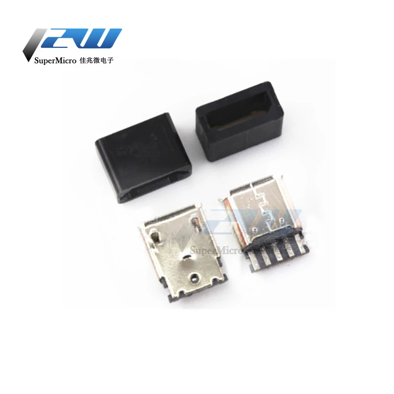 10 шт./лот Micro USB Женский припой провод тип 5P женское сиденье майка с пластиковой